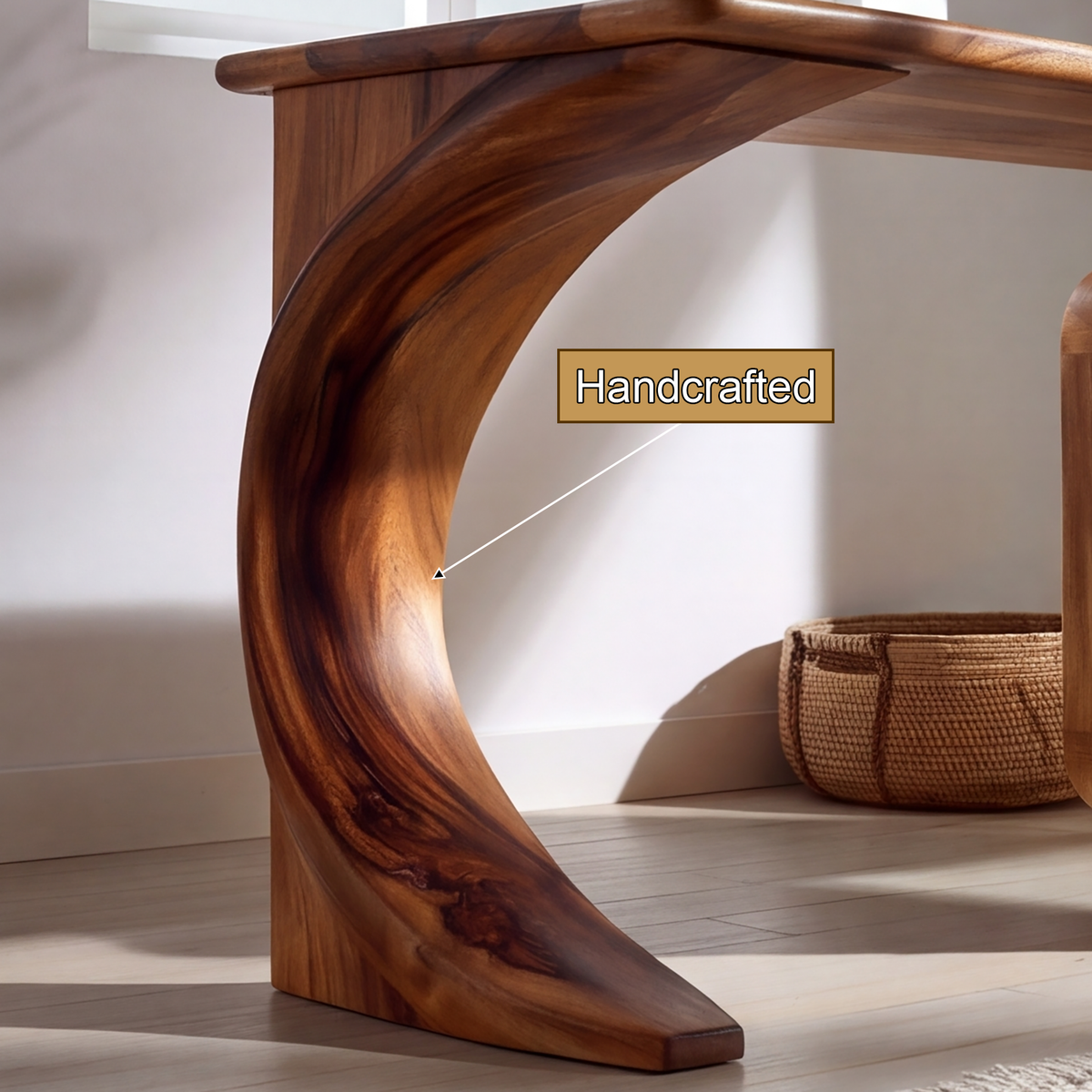 Aurelith Sculpted Solid Wood Desk With Drawers