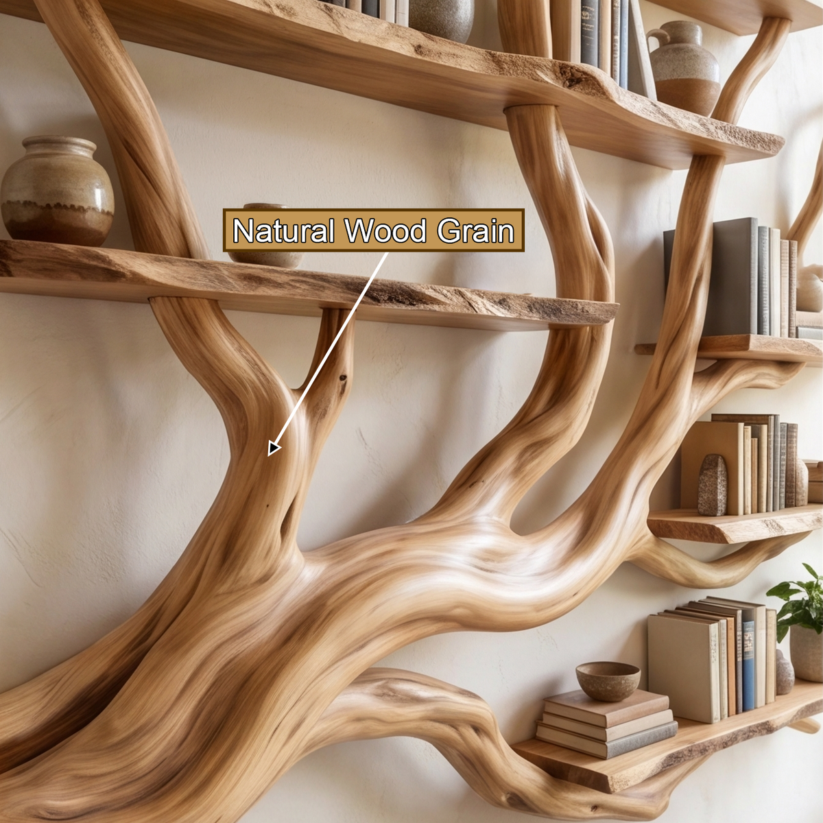 Briarcanopy Handcrafted Solid Wood Floating Tree Bookshelf