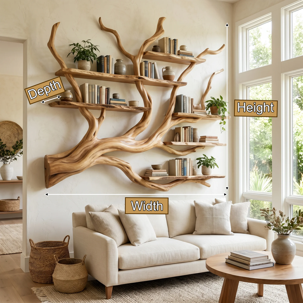 Briarcanopy Handcrafted Solid Wood Floating Tree Bookshelf