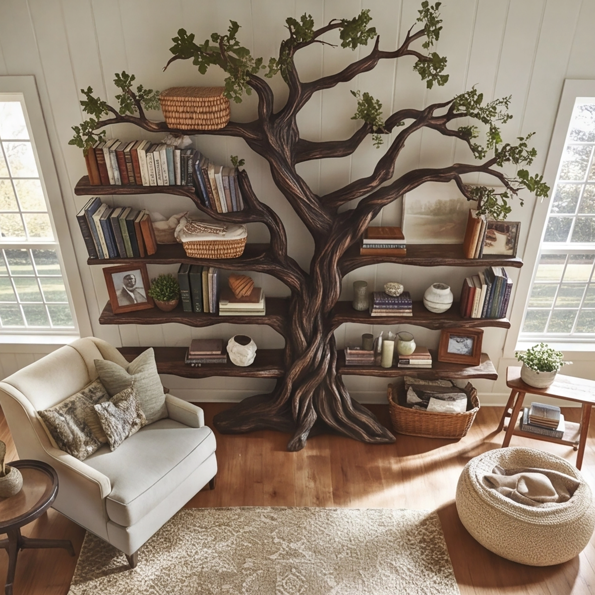Eldrathen Sculpted Solid Wood Tree Bookshelf