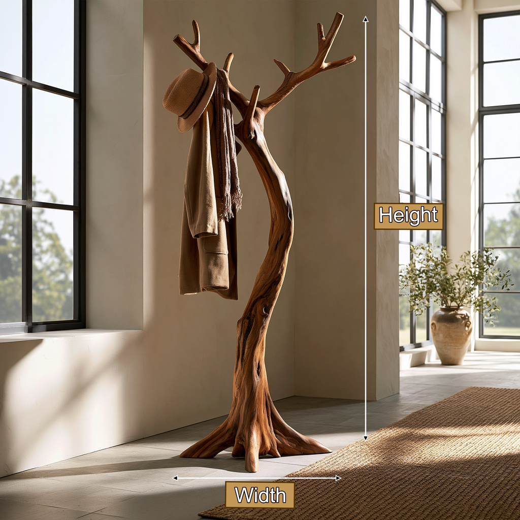 Lunareth Sculpted Solid Wood Tree Coat Rack