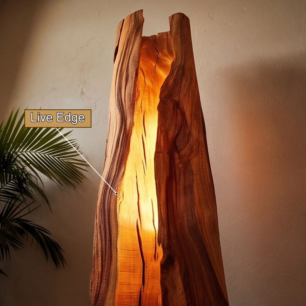 Solvaryn Sculpted Live Edge Integrated LED Wood Floor Lamp