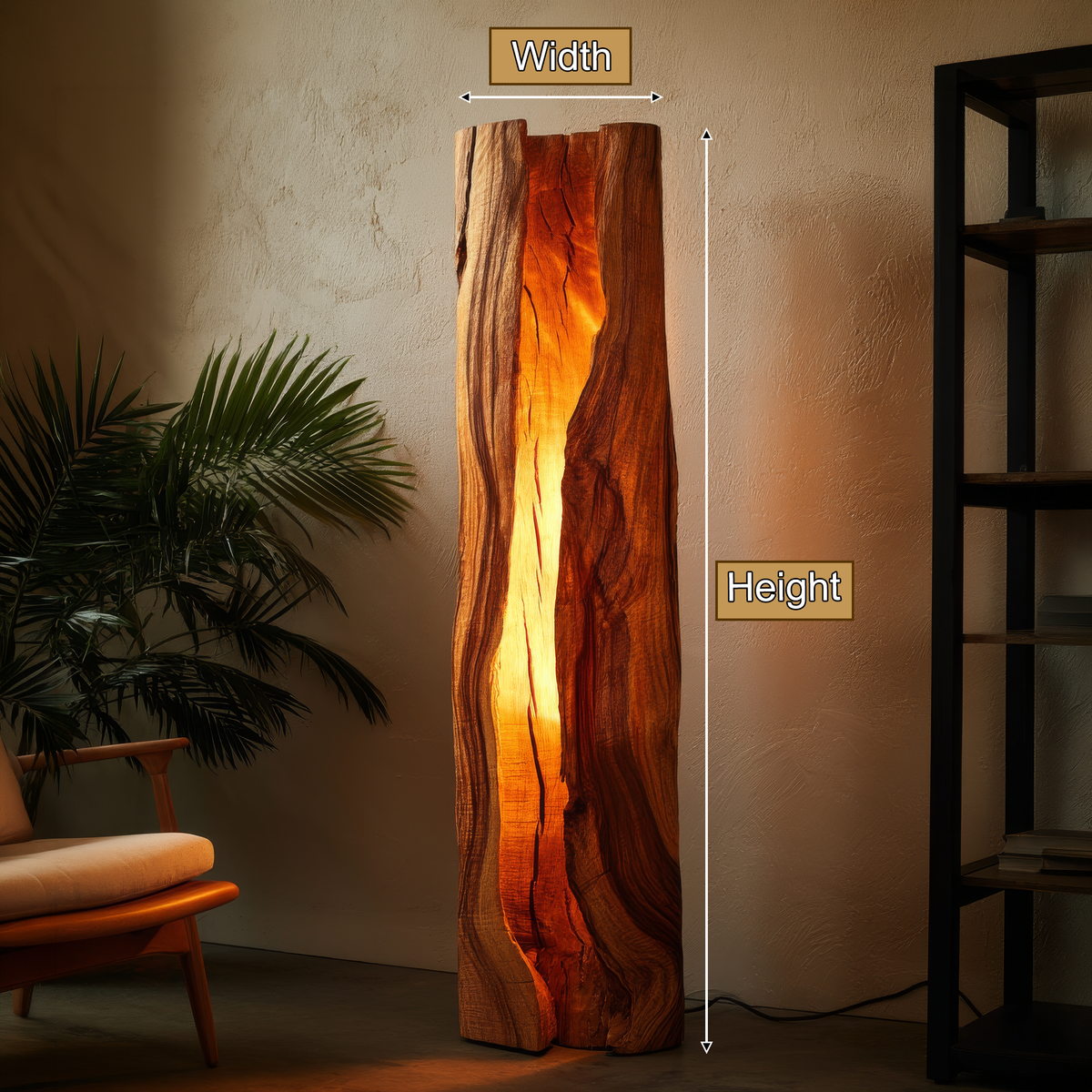 Solvaryn Sculpted Live Edge Integrated LED Wood Floor Lamp