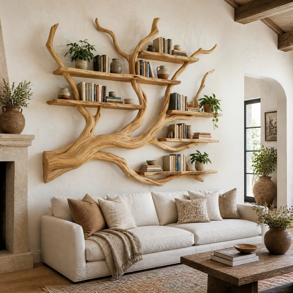 Briarcanopy Handcrafted Solid Wood Floating Tree Bookshelf