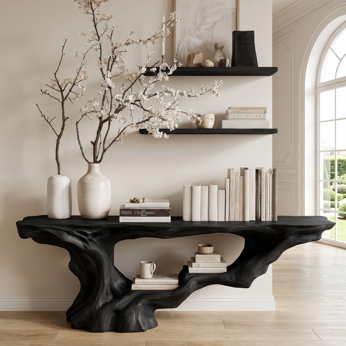 Eldrosyn Sculpted Solid Wood Console Table