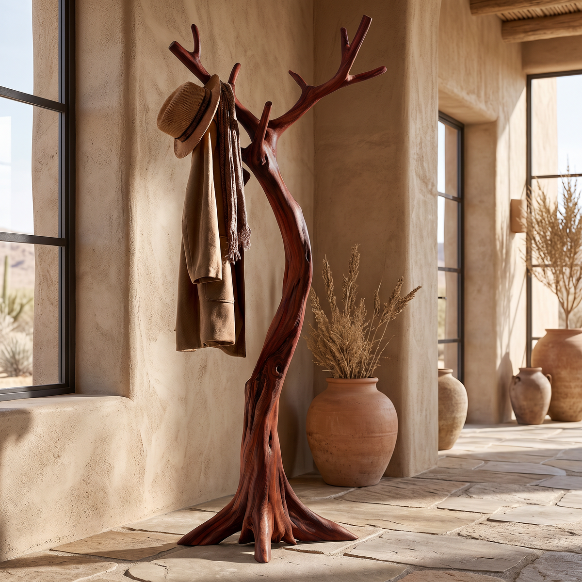 Lunareth Sculpted Solid Wood Tree Coat Rack