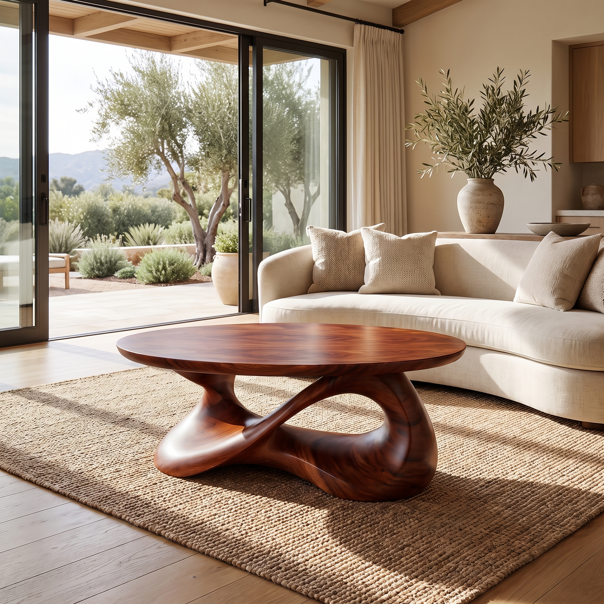 Orlessa Sculpted Solid Wood Coffee Table