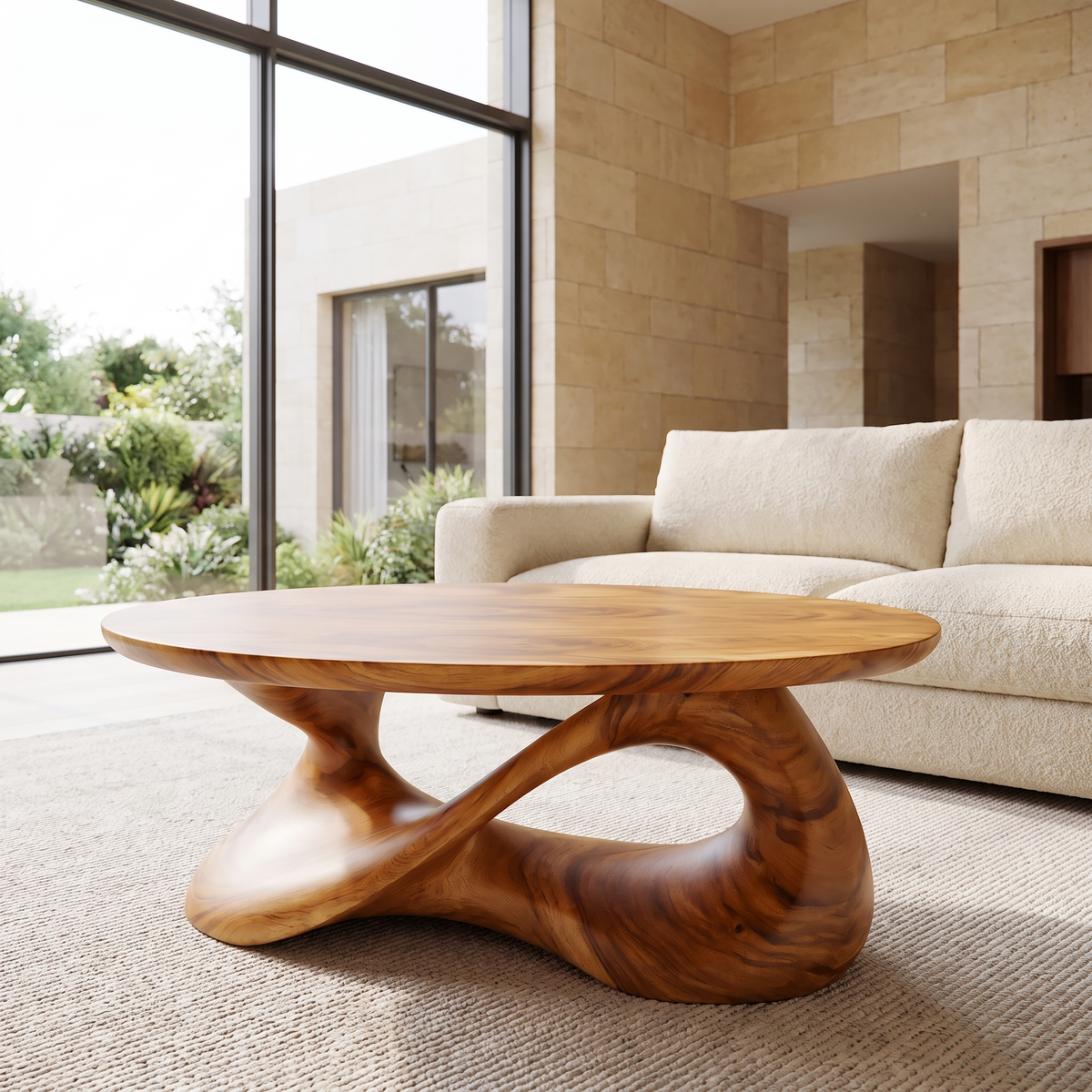 Orlessa Sculpted Solid Wood Coffee Table