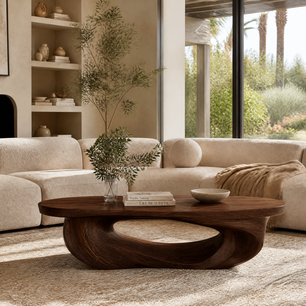 Cevorin Sculpted Solid Wood Coffee Table