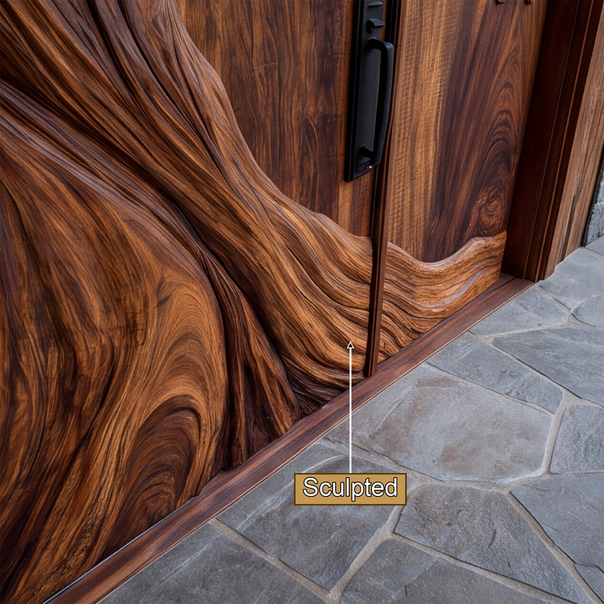 Aurelthorn Sculpted Solid Wood Single Door With Panel