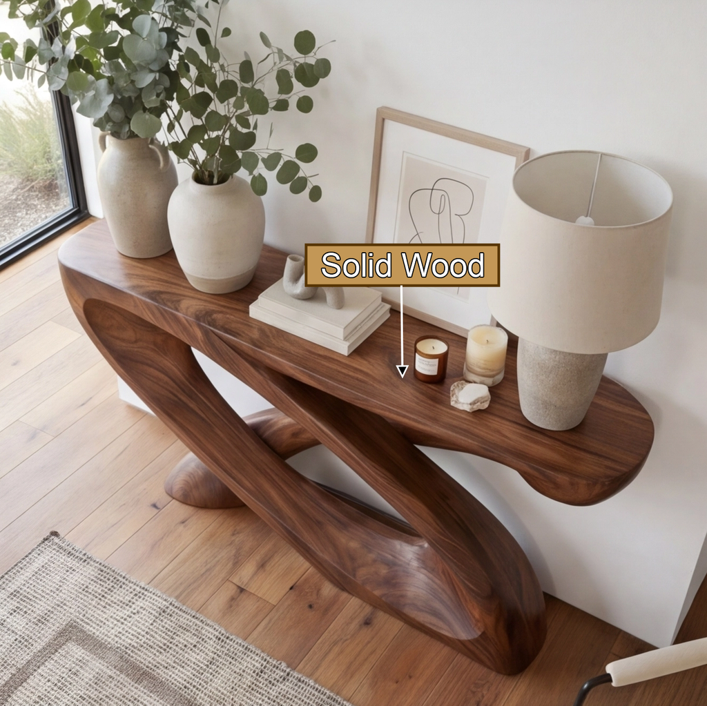 Veylora Sculpted Solid Wood Console Table