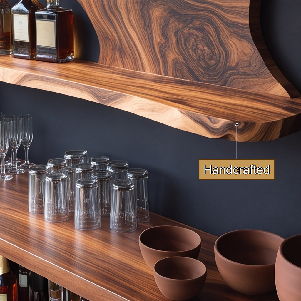 Wynthorne Live Edge Handcrafted Floating Wine Shelf