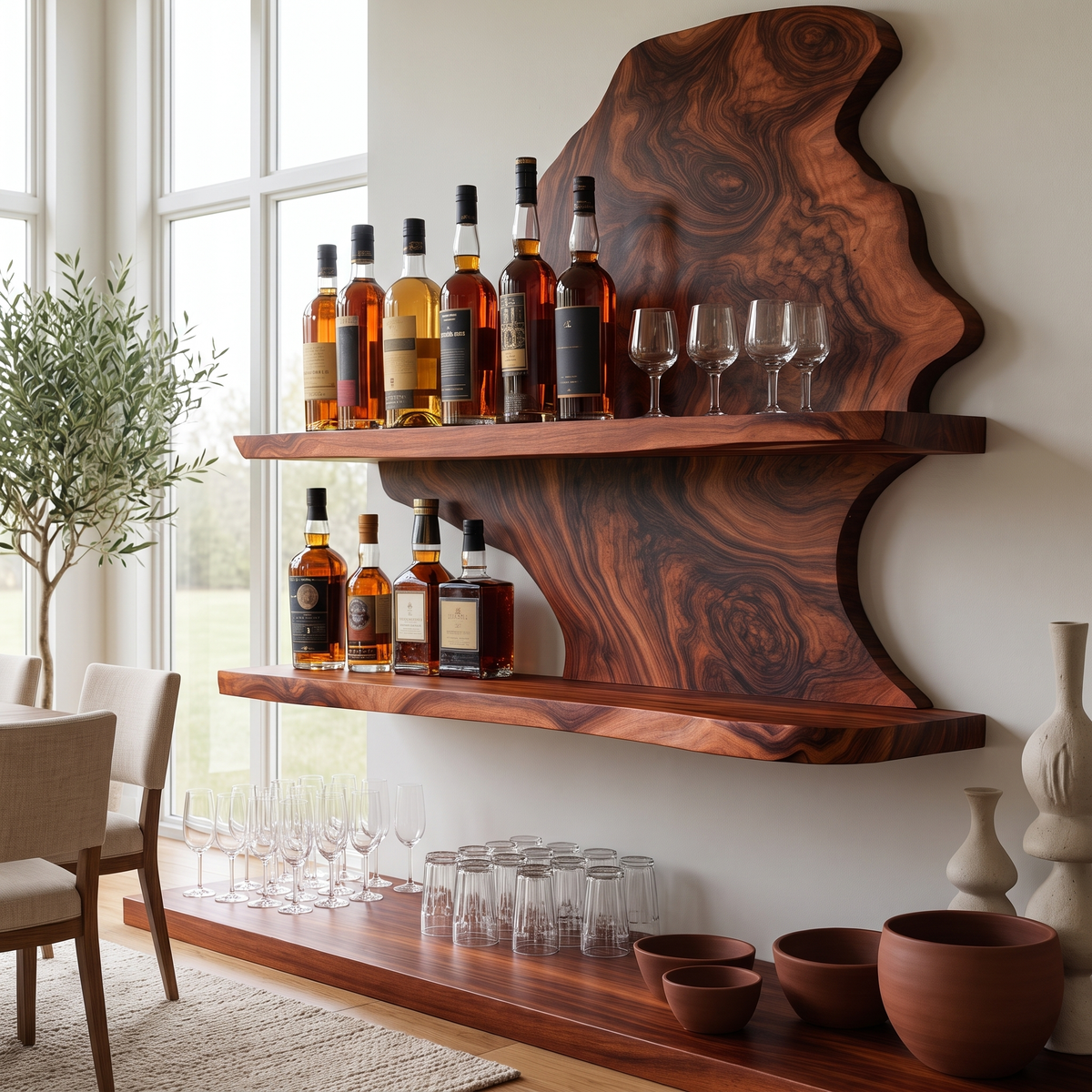 Wynthorne Live Edge Handcrafted Floating Wine Shelf